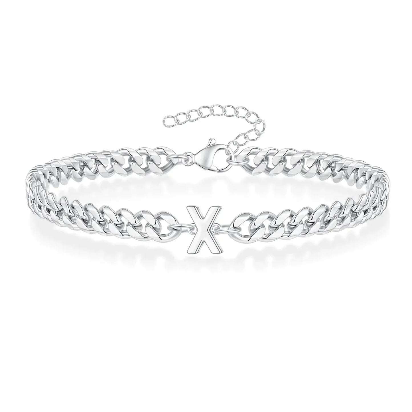 Custom Engraved Two Initial Gold Chain Bracelet