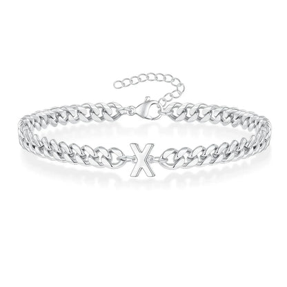 Custom Engraved Pair Initials Chain Bracelet