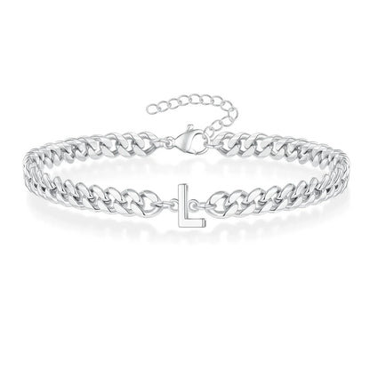 Custom Engraved Two Initial Gold Chain Bracelet