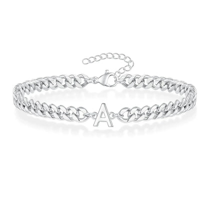Custom Engraved Two Initial Gold Chain Bracelet - Luxicro