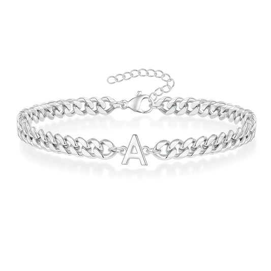Custom Engraved Two Initial Gold Chain Bracelet - Luxicro