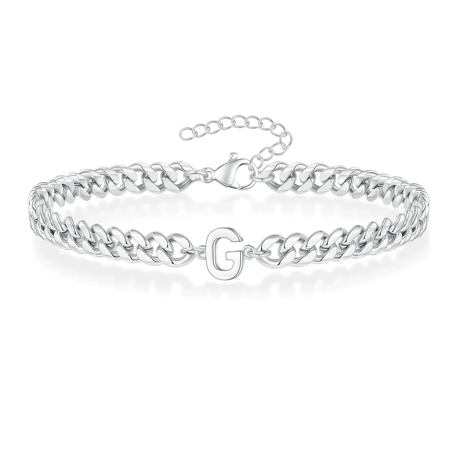 Custom Engraved Pair Initials Chain Bracelet