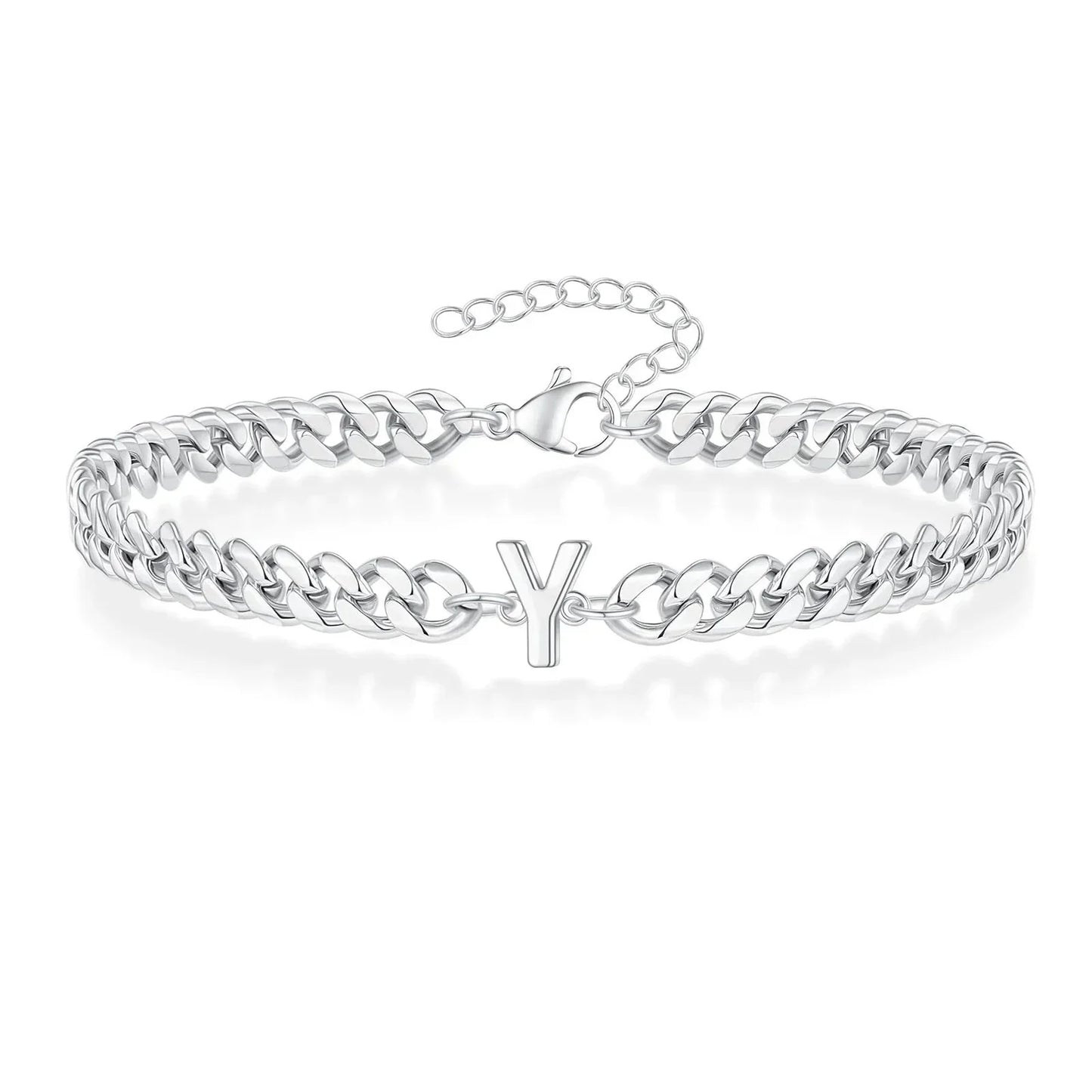 Custom Engraved Pair Initials Chain Bracelet