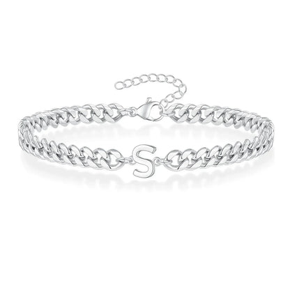 Custom Engraved Pair Initials Chain Bracelet