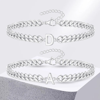 Custom Engraved Two Initial Gold Chain Bracelet