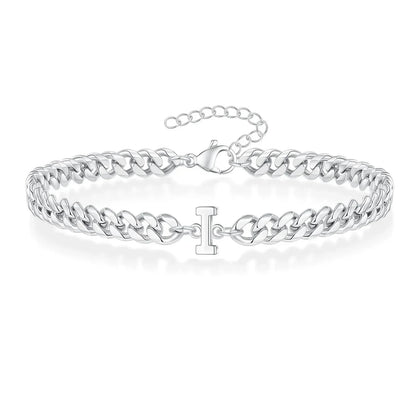 Custom Engraved Pair Initials Chain Bracelet