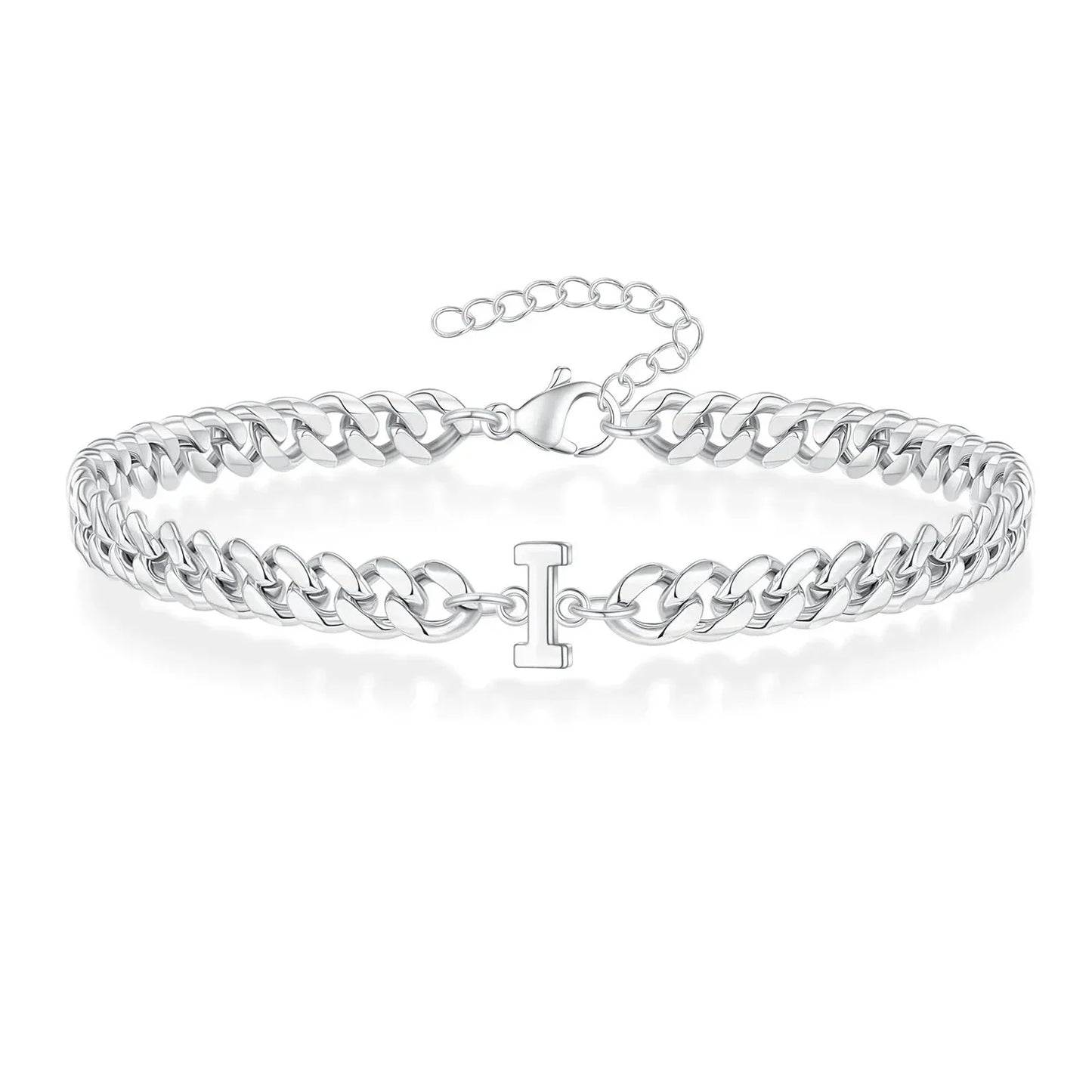 Custom Engraved Two Initial Gold Chain Bracelet