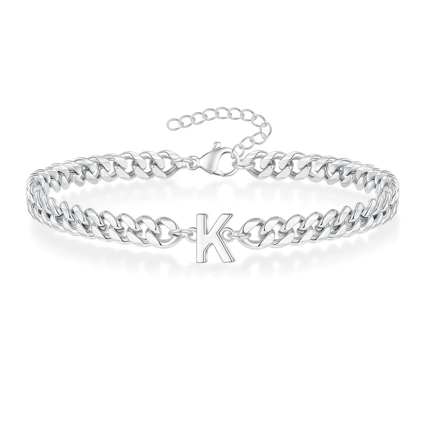 Custom Engraved Two Initial Gold Chain Bracelet
