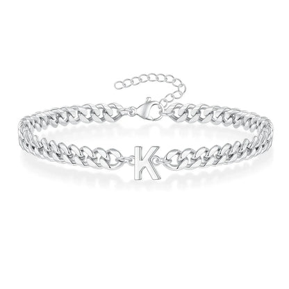 Custom Engraved Pair Initials Chain Bracelet