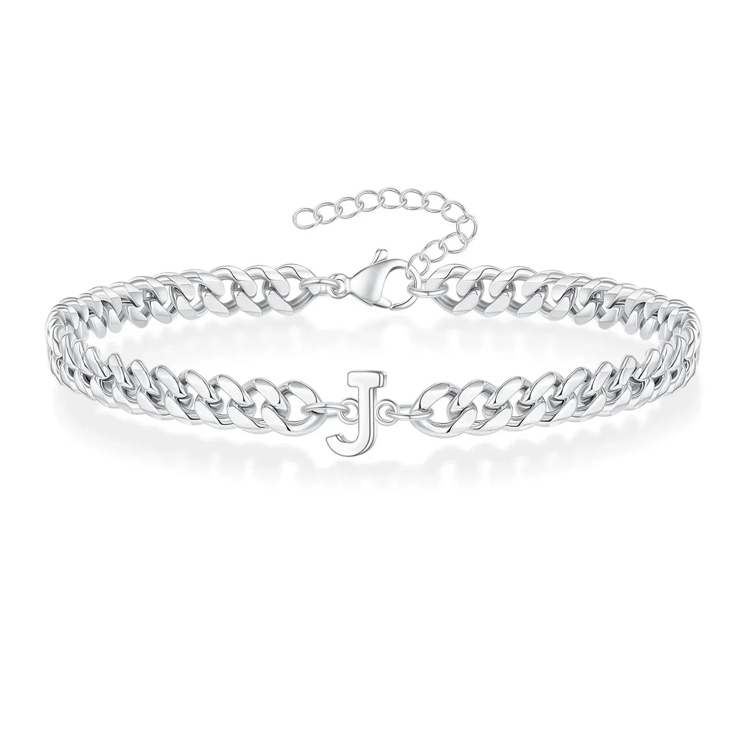Custom Engraved Pair Initials Chain Bracelet