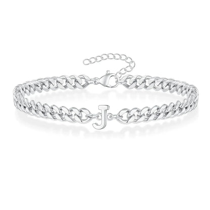 Custom Engraved Two Initial Gold Chain Bracelet
