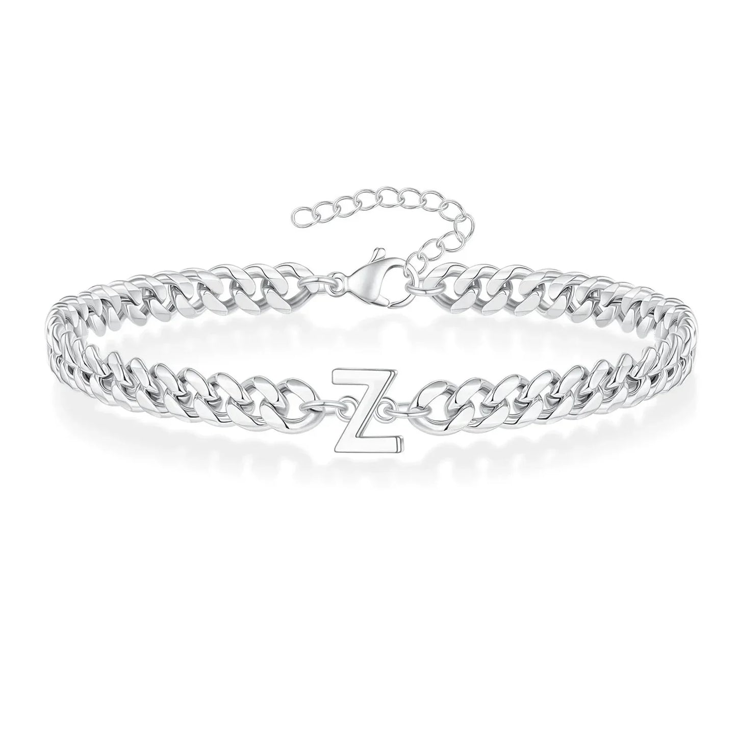 Custom Engraved Two Initial Gold Chain Bracelet