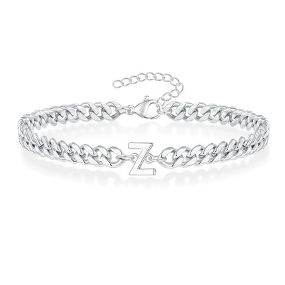 Custom Engraved Two Initial Gold Chain Bracelet