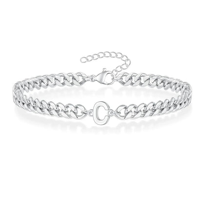 Custom Engraved Two Initial Gold Chain Bracelet