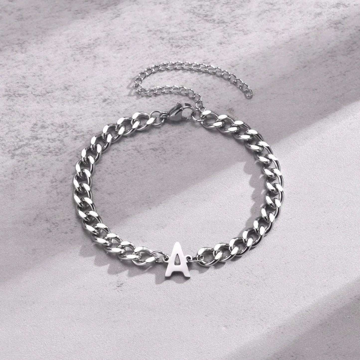 Custom Engraved Two Initial Gold Chain Bracelet