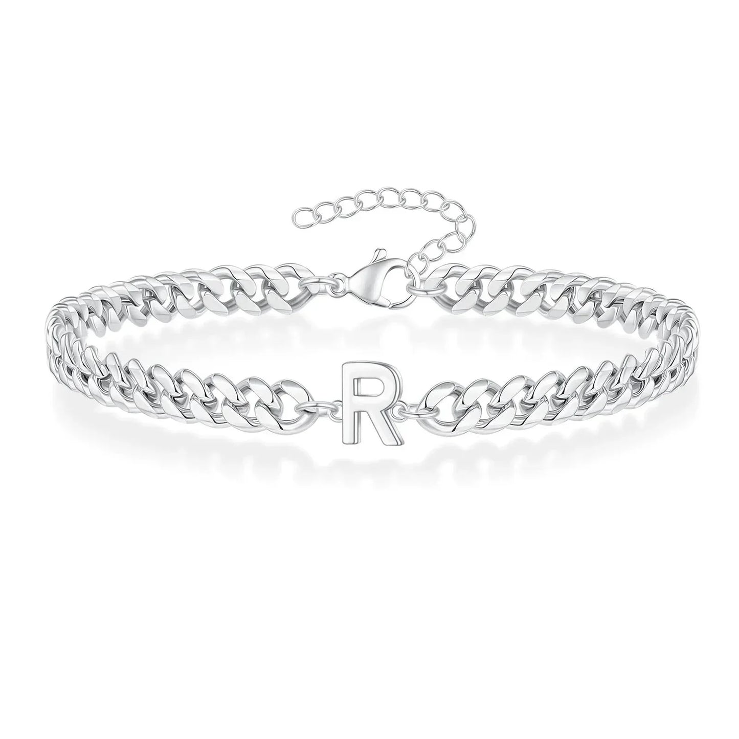 Custom Engraved Two Initial Gold Chain Bracelet