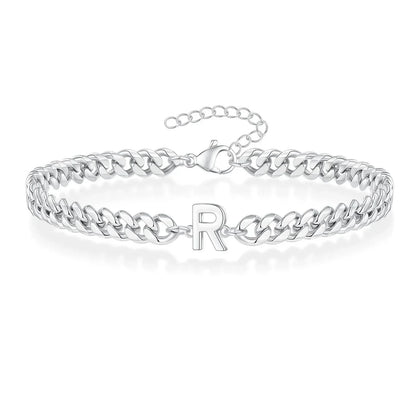 Custom Engraved Two Initial Gold Chain Bracelet