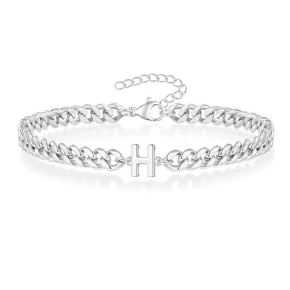 Custom Engraved Two Initial Gold Chain Bracelet