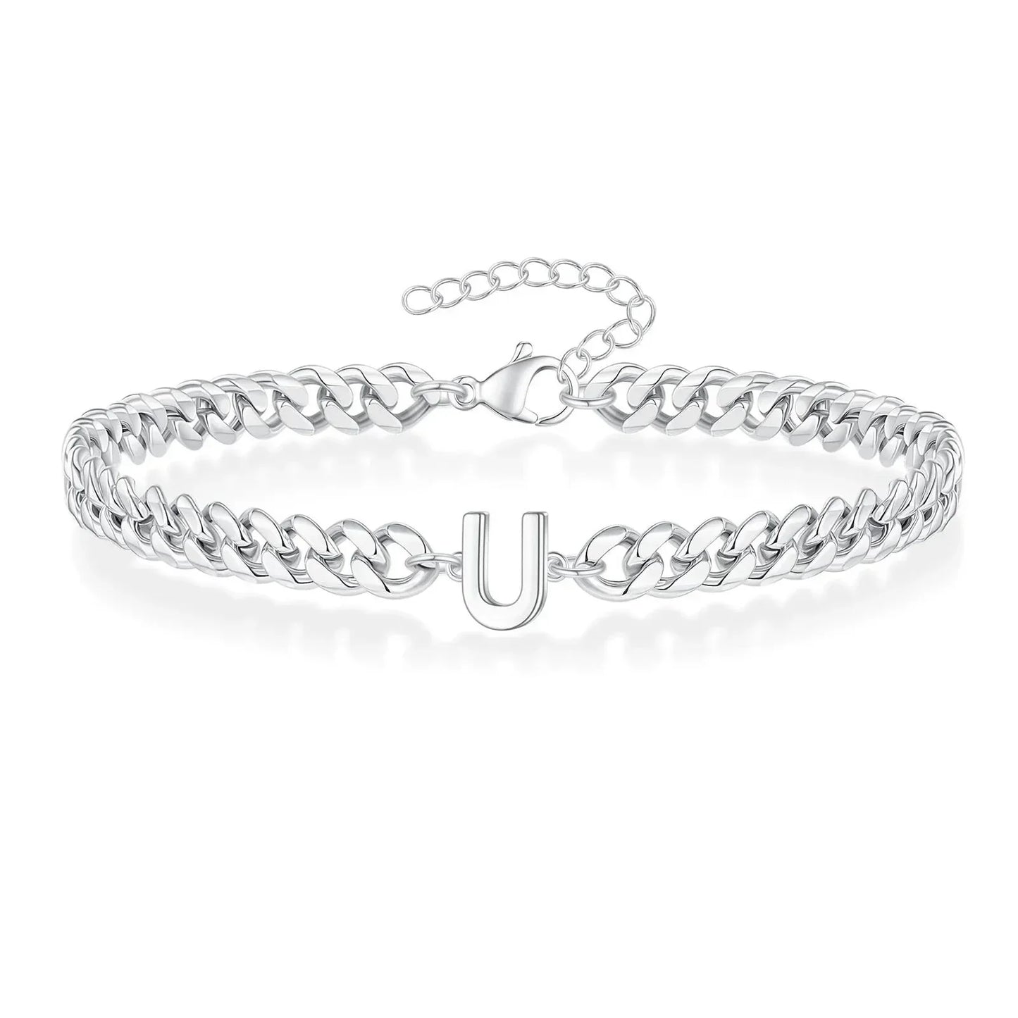 Custom Engraved Pair Initials Chain Bracelet