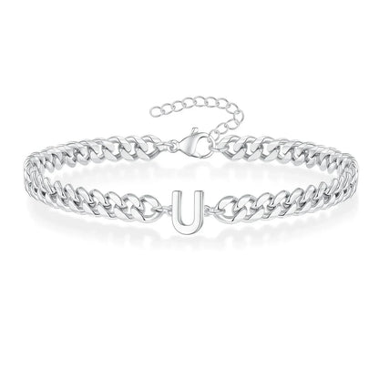 Custom Engraved Pair Initials Chain Bracelet