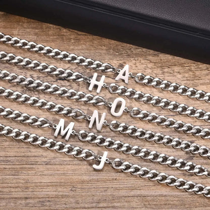 Custom Engraved Two Initial Gold Chain Bracelet