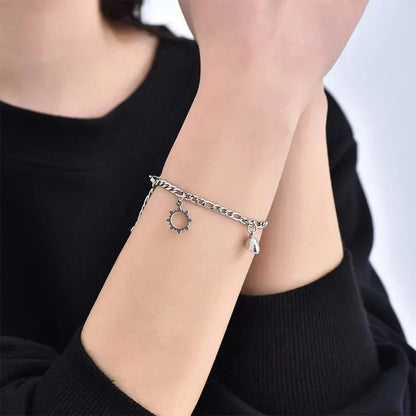 Cute Heart Moon Charm Beaded Bracelet Set