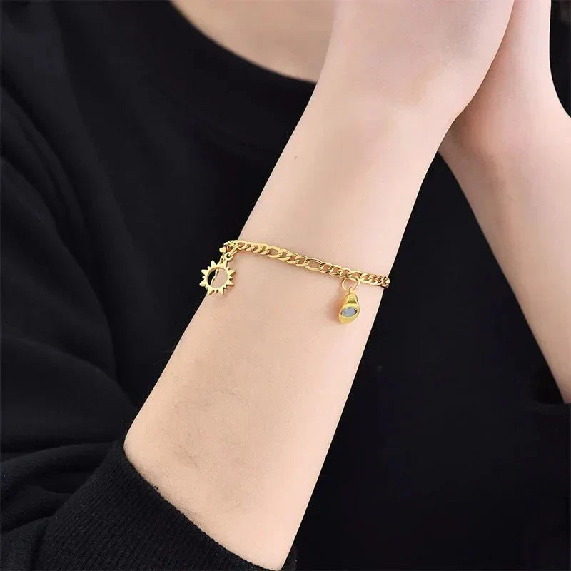 Cute Heart Moon Charm Beaded Bracelet Set