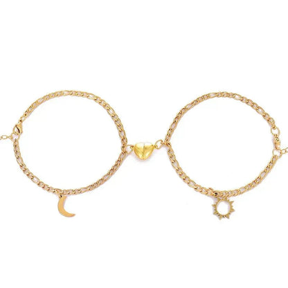 Cute Heart Moon Charm Beaded Bracelet Set - Luxicro