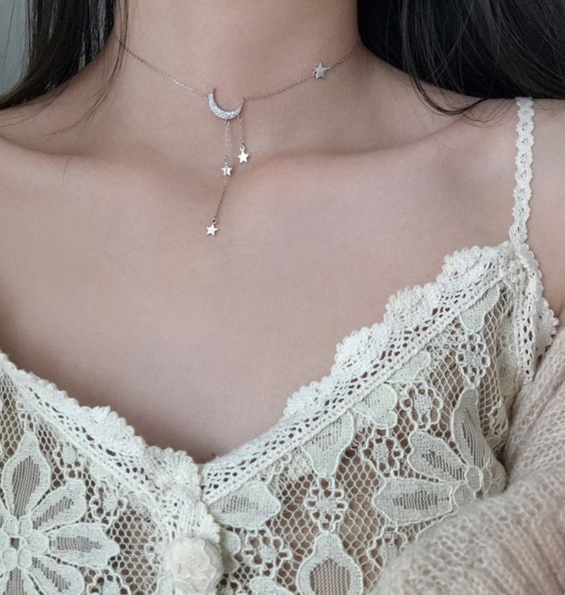 Shining Star and Moon Chain Necklace