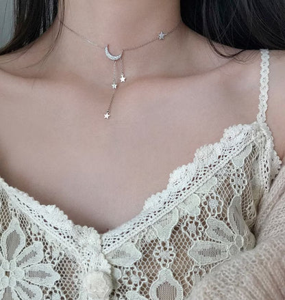 Shining Star and Moon Chain Necklace