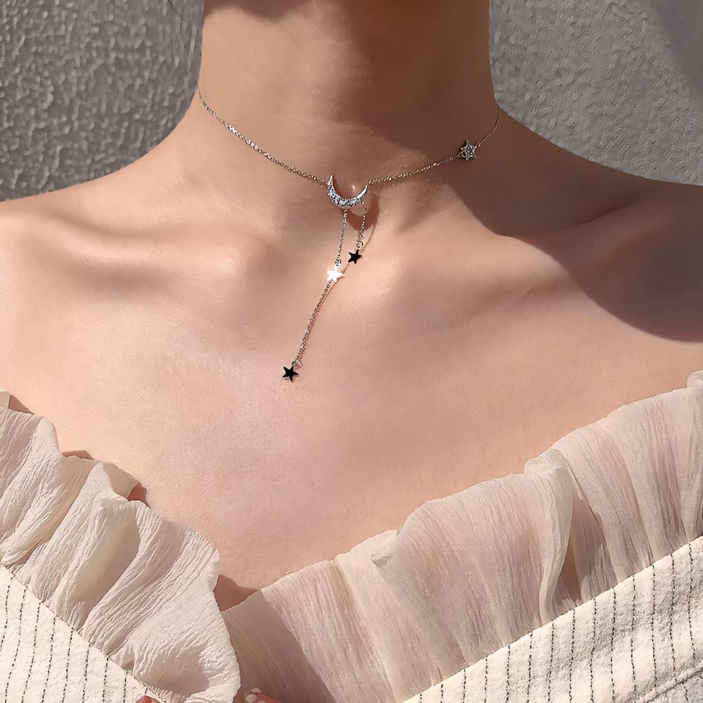 Shining Star and Moon Chain Necklace - Luxicro