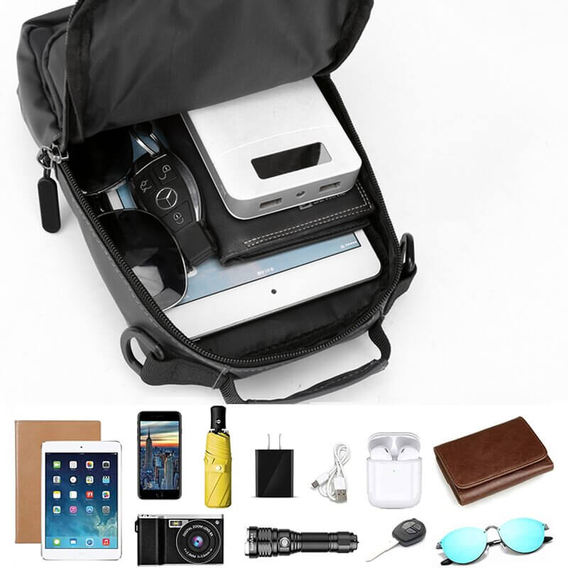 Waterproof Crossbody Bag with USB Charging and Pockets