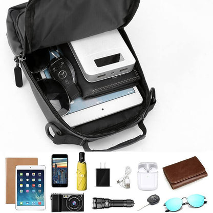 Waterproof Crossbody Bag with USB Charging and Pockets
