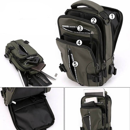 Waterproof Crossbody Bag with USB Charging and Pockets