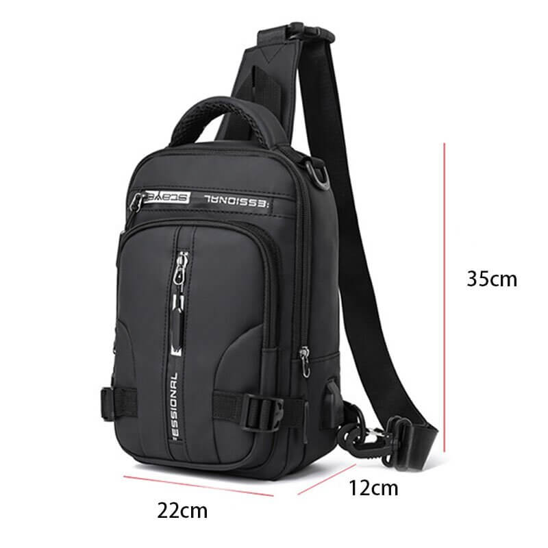 Waterproof Crossbody Bag with USB Charging and Pockets