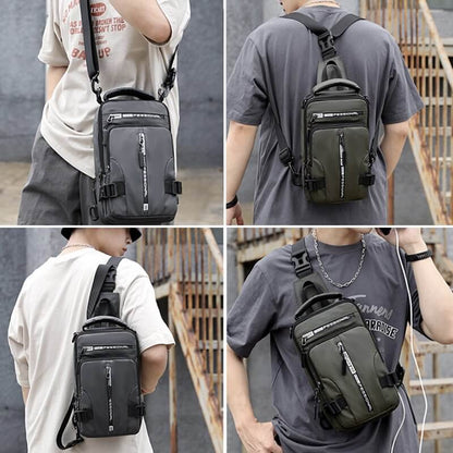 Waterproof Crossbody Bag with USB Charging and Pockets