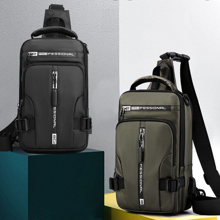 Waterproof Crossbody Bag with USB Charging and Pockets