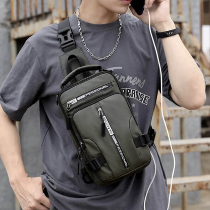 Waterproof Crossbody Bag with USB Charging and Pockets