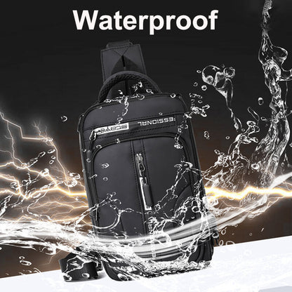 Waterproof Crossbody Bag with USB Charging and Pockets