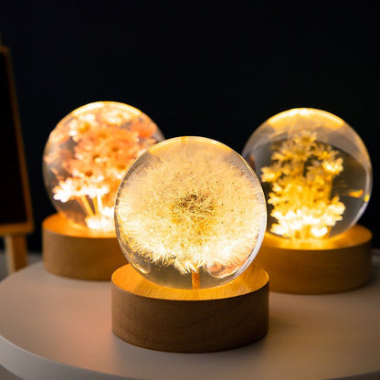 Beautiful Crystal Globe Table Lamp with Floral Design