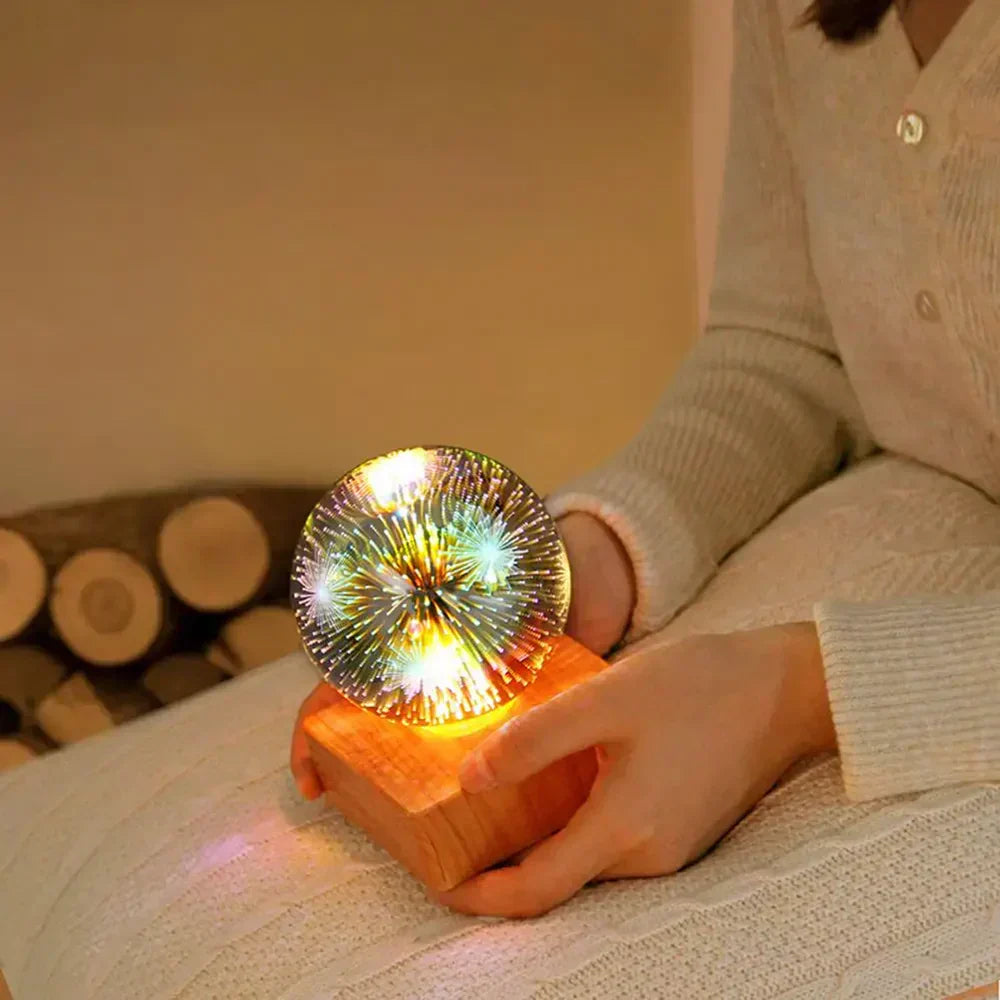 Sparkling Glass Ball Lamp with Colorful Fireworks Effect