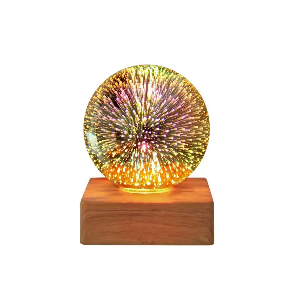 Sparkling Glass Ball Lamp with Colorful Fireworks Effect - Luxicro