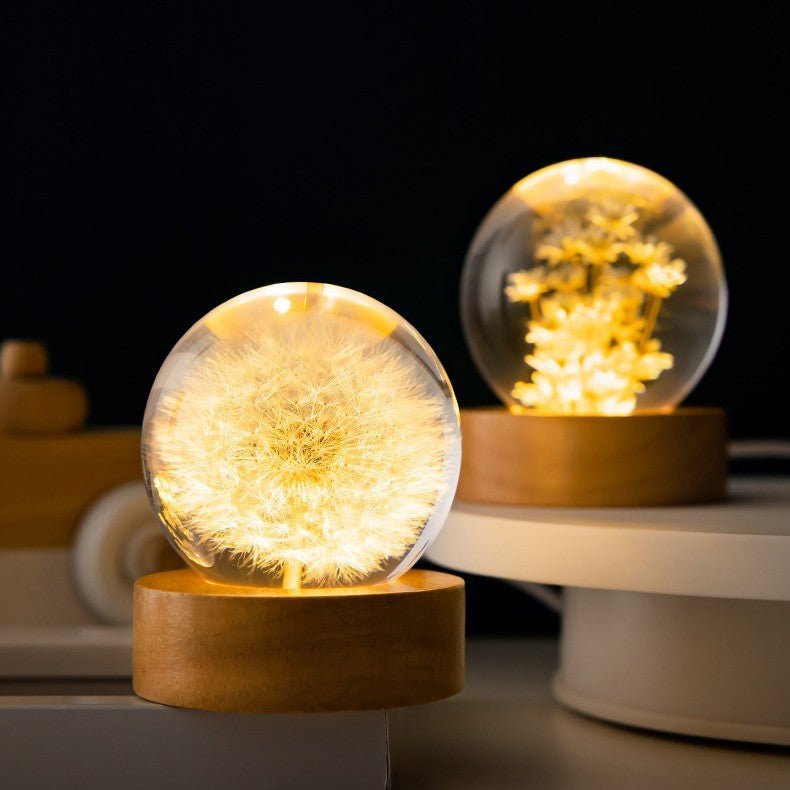 Elegant Glass Globe Desk Lamp with Flower Pattern