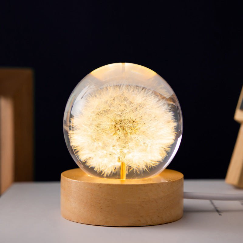 Elegant Glass Globe Desk Lamp with Flower Pattern - Luxicro
