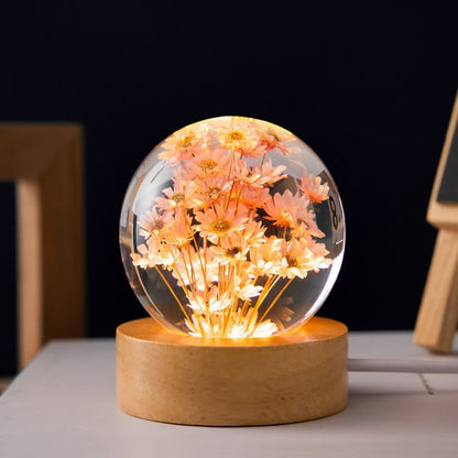 Elegant Glass Globe Desk Lamp with Flower Pattern