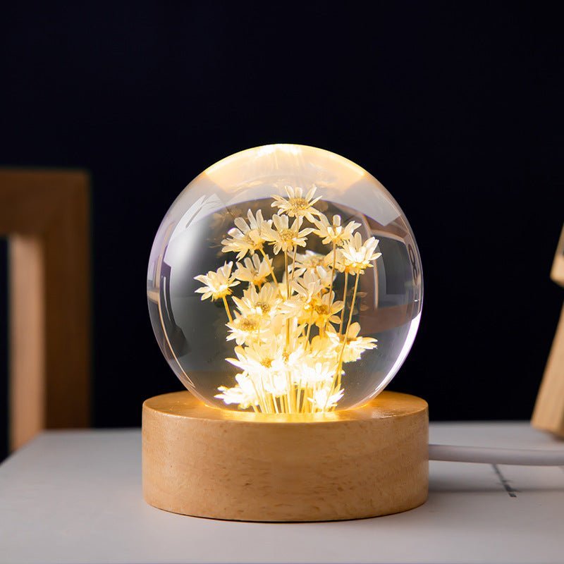 Elegant Glass Globe Desk Lamp with Flower Pattern