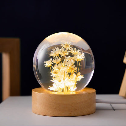 Elegant Glass Globe Desk Lamp with Flower Pattern