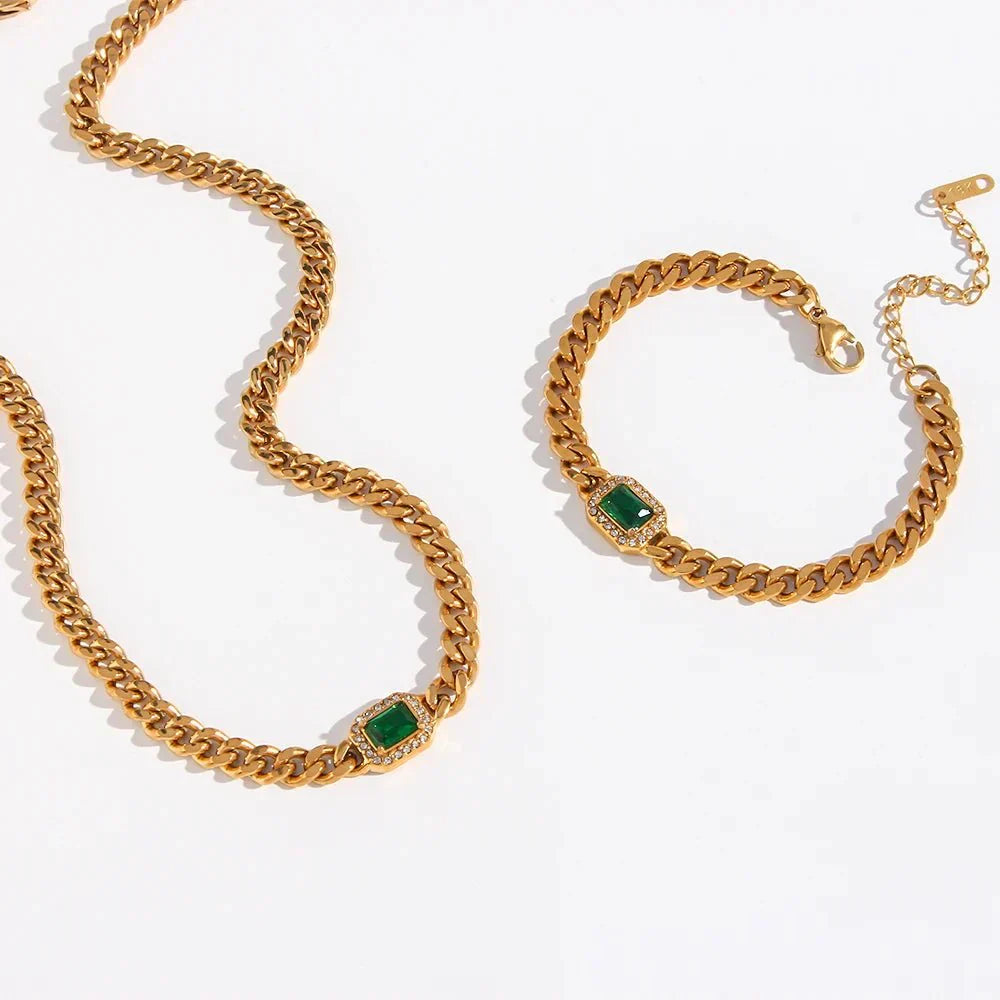 Glamorous Crystal Necklace and Cuff Set