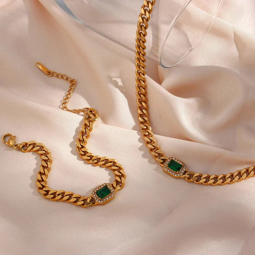 Glamorous Crystal Necklace and Cuff Set