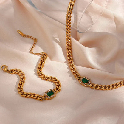 Glamorous Crystal Necklace and Cuff Set